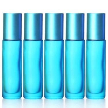 Imagem de 05 Frascos 10 Ml Roll-On Fosco Cor Azul Claro - Puro E Essencial