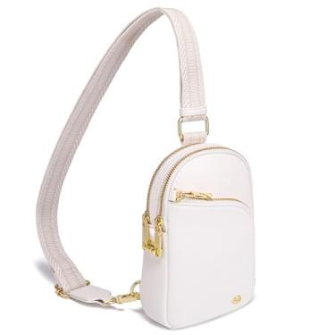 Imagem de INICAT Bolsa tiracolo de couro com bloqueio RFID para mulheres, pochete transversal para mulheres, bolsa de peito para viagem, 1,9 L, Branco antirroubo