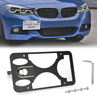 Imagem de Moldura frontal sem broca compatível com BMW Série 3 (F30) 2012-2018 Suporte de gancho de reboque para placa de carro antifurto Capas de etiqueta de carro à prova de ferrugem, acessórios de carro à