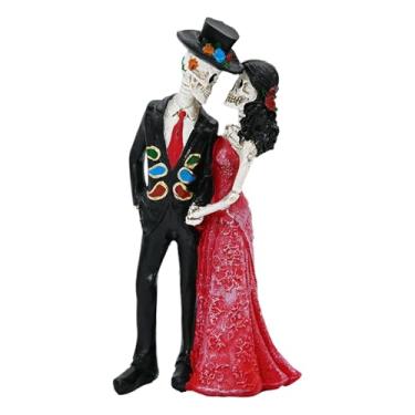 Imagem de Generic Estatueta de casal esqueleto de Halloween, escultura de resina, o amor nunca morre, enfeite de mesa para estante, festa, mesa, lareira, quarto