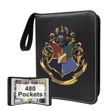 Imagem de WTVIDAS Pasta Para Cartas De Anime Colecionáveis Harry Potter, 4 Bolsos Com 60 Capas Até 480 Cartas, Bolsa Armazenamento À Prova D'Água Jogo