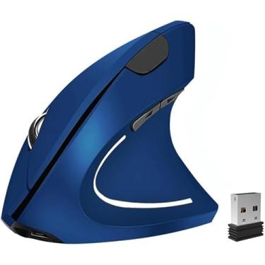 Imagem de Mouse ergonômico, mouse sem fio vertical recarregável USB-C: ratos de túnel óptico do carpo com receptor USB de 2,4 G, 800/1200/1600 DPI, 6 botões, para laptop, computador, computador, desktop