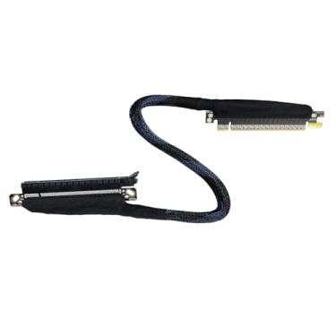 Imagem de JMT Cabo de extensão de placa gráfica PCIE 5.0 X16 de 180 graus 64 GBS GEN5 para placa gráfica de servidor AI, adaptador GPU dobrável 16AB5 (esquerda para dentro, 30 cm)