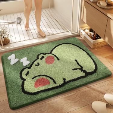 Imagem de Tapete de banho fofo tapete de chuveiro, luxuoso felpudo altamente absorvente e antiderrapante, lavável na máquina, adequado para banheira, chuveiro e banheiro, (45 cm x 65 cm, sapo para dormir)
