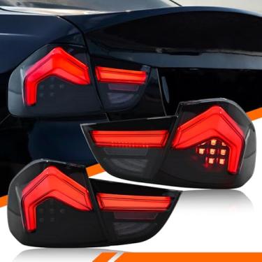 Imagem de COOLDNA Luzes traseiras de LED para BMW E90 328i 335i série 3 4dr sedan 2009-2012 conjunto de lanterna traseira lente fumê / lâmpada traseira lateral do motorista e do passageiro