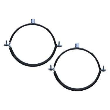 Imagem de Semetall Braçadeira de tubo de 15 cm com junta de borracha - Gancho de tubo galvanizado - Suporte de tubo de anel dividido - Suporte de conduíte rígido - Rosca M8/M10 Braçadeiras de tubo de metal