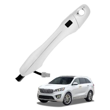 Imagem de Maçaneta dianteira esquerda com sistema de entrada inteligente sem chave, compatível com Kia Sorento 2016-2020, maçaneta externa externa cromada do lado do motorista, chave inteligente com capa