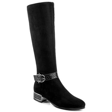 Imagem de ANN CREEK Botas femininas de camurça sintética com estampa de colmeia de salto baixo "Orizea", Preto, 44