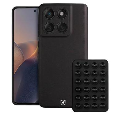Imagem de Kit Capa Silicon Veloz para Moto Edge 60 + Ventosa - Preta -