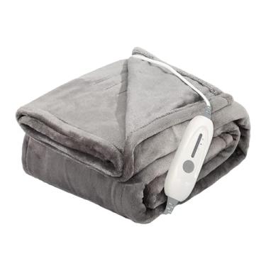 Imagem de JIAMEIDING Cobertor aquecido elétrico, flanela super macia 127 x 152 cm, manta de aquecimento com 3 níveis de aquecimento rápido e desligamento automático de 4 horas, lavável na máquina, certificação