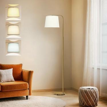 Imagem de AKASUKI Luminária de chão para sala de estar com 3 temperaturas de cor, lâmpadas de pé com interruptor de pé para sala de estar, quarto, escritório, luminária de chão com lâmpada LED de 9W incluída