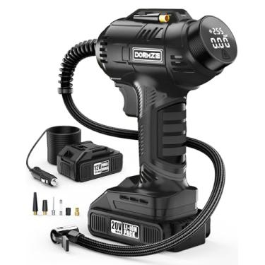 Imagem de dormzie Compressor De Ar Portátil Para Encher Pneus, Bomba De Ar Portátil De 150 Psi Para Pneus De Carro Com Bateria Recarregável De 20 V, Adaptador De Energia De 12 V Para Carro, Visor Digital, Bol