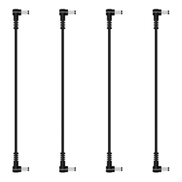 Imagem de Pacote com 4 cabos de alimentação CC macho para macho, 0,3 m, 5,5 mm x 2,1 mm, cabo adaptador de alimentação com plugue de ângulo reto de 90 graus para câmera de vigilância CCTV, fita de LED, roteador
