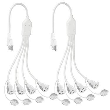 Imagem de KUNCAN Divisor de energia 4 vias 3 pinos estilo Y 1 a 4 tomadas, plugue de 3 pinos macho para fêmea extensão de cabo de alimentação com tampa de tomada SVT 16/3C cabo para monitores de computadores