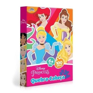 Imagem de Brinquedo Quebra Cabeça Disney Princesas 100 Peças - Novo Papel