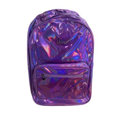Imagem de Mochila de Costas pra Jovem Adolescente Holográfica PVC 44cm - Yin's, 