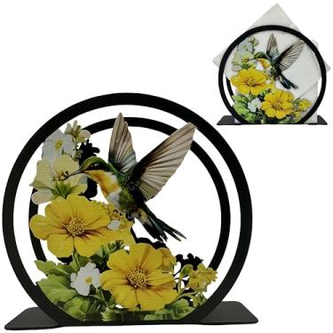 Imagem de Porta-guardanapos moderno para decoração de mesa, dispensador de lenços independente, suporte de guardanapo de metal para restaurante de escritório em casa (beija-flor preto, grande)