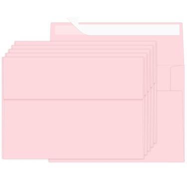 Imagem de Ouzoustate 100 envelopes rosa 10 x 15 cm para cartão de convite, envelopes pequenos A6 autoselo para festa de aniversário de casamento chá de bebê