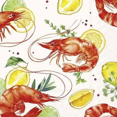 Imagem de Guardanapo para Decoupage Ihr 33x33 Camarão e Limão C/ 2 Unidades - GU