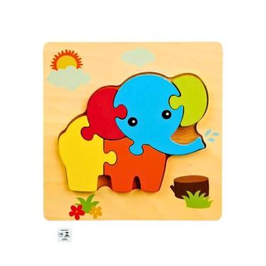Imagem de Quebra Cabeca MDF Mini 6 Pecas Toymix Elefante 15x15x0,3cm Brinquedo E
