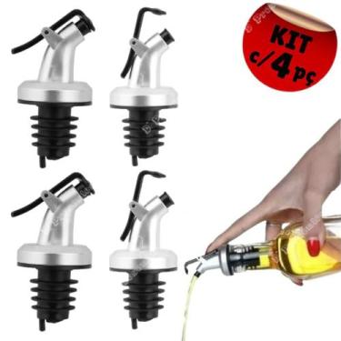 Imagem de Kit 4 Bico Dosador Com Tampa Plástico Garrafa Azeite Vinagre - D' Pres