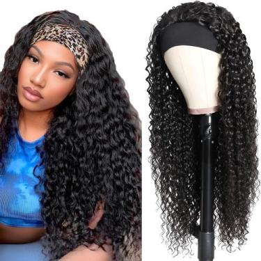 Imagem de Peruca com bandana Youngirl Deep Wave 100% cabelo humano 60cm
