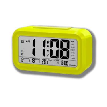 Imagem de Relógio Digital Despertador Mesa Cabeceira Quarto Idoso inteligente com botão de soneca de data e temperatura (Verde)