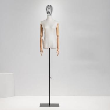 Imagem de Manequim Feminino Com Braços, Torso De Manequim Ajustável, Suporte De Manequim De Rotação De Cabeça Com Base De Metal Para Vestiário De Loja, Prateleira De Exib, Silver Square B