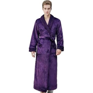 Imagem de Roupão De Banho Feminino Outono E Inverno Quente Longo Coral Veludo Grosso Casal Roupões De Banho Homens Mulheres Pijamas Roupão De Banho Toalhas De Banho Para Adultos, Purple Male, Large 60-80kg