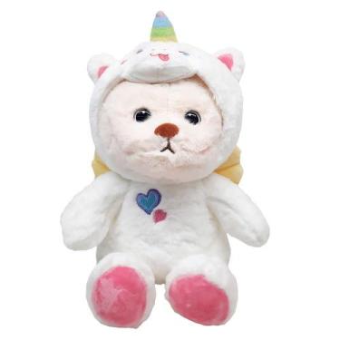 Imagem de Pelúcia Urso Sonhos e Arco-Íris com Pijama Unicórnio 28cm DRM1049 - Do