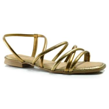 Imagem de Sandália Rasteira Feminina Mississipi MC323, Dourado, 36