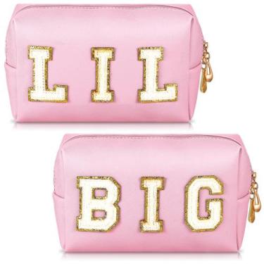 Imagem de Bolsa de cosméticos Hillban Preppy em couro PU impermeável rosa 2 unid