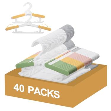 Imagem de YeJieYJ Cabides de armário de bebê, antiderrapantes e extensíveis, para roupas de bebê, 40 peças, cabide de plástico ajustável de 28 a 38 cm para meninas, meninos, crianças (multicoloridas)