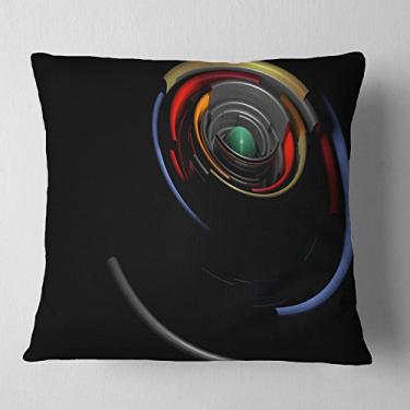 Imagem de Designart Fractal 3D Listras Circulares Contemporâneas Sala de Estar, Sofá, Almofada de Alta Qualidade + Capa de Almofada Estampada em ambos os lados 40,64 cm x 40,64 cm