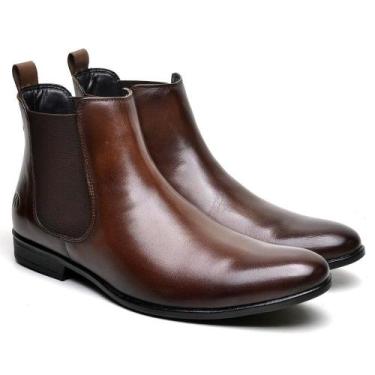 Imagem de Bota Chelsea Masculina de Couro Legitimo Mouro Botina Conforto Extremo