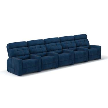 Imagem de Sofá 5 Lugares Reclinável Elétrico Massageador em Tecido Bouclé Linha 
