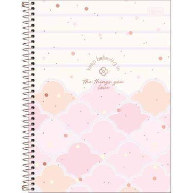Imagem de Tilibra - Caderno Espiral Capa Dura Universitário 10 Matérias Soho 160 Folhas - Fundo Listrado Nuvens Rosas