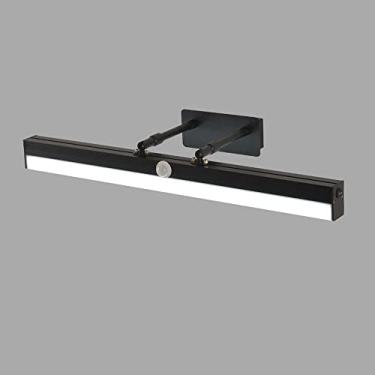 Imagem de Luminária de indução de corpo humano, luminária linear ajustável para banheiro, arandela de parede com sensor LED para maquiagem, luminária de parede para banheiro com interruptor, 4000K bra