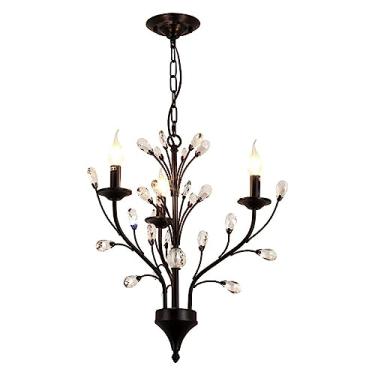 Imagem de Lustre de cristal Lustre de cristal vintage estilo americano lustre de cristal de fazenda luminárias de teto para sala de estar quarto restaurante varanda corredor hall de entrada (tamanho: