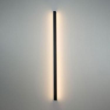 Imagem de Luminária de parede linear preta, luminária de parede LED, luminária de parede de tira longa, arandelas minimalistas, lâmpadas com fio para sala de estar, quarto, corredor, luzes de lavagem