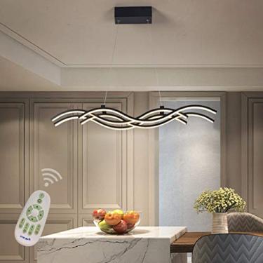 Imagem de Luminária pendente LED regulável para teto, mesa de jantar, luminária suspensa com controle remoto, lustre de acrílico com design moderno para sala de estar, quarto, escritório, ilha de cozi