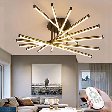 Imagem de Luminária de teto LED moderna, luminária de teto regulável com controle remoto, lustre para sala de estar, quarto, sala de jantar, luzes decorativas, abajur feito de acrílico, iluminação int