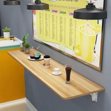 Imagem de Mesa dobrável montada na parede, mesa dobrável montada na parede, mesa dobrável de folhas suspensas, mesa flutuante dobrável para estudo, banheiro ou lavanderia (cor: Luz Wa