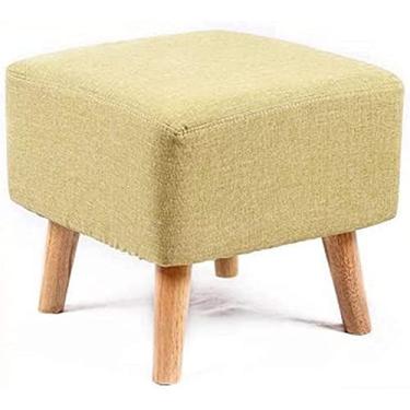 Imagem de Banqueta quadrada moderna estofada grande pufe otomano banquinho de madeira 4 pernas, cadeira D para decoração de casa