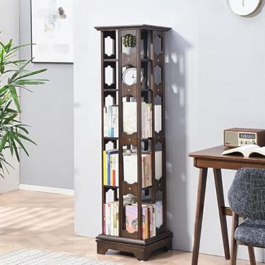 Imagem de FTOQWZXV Estante rotativa 360, estante rotativa de várias camadas, torre de estante giratória, para quarto/sala de estar/escritório em casa/cozinha, cor nogueira ()