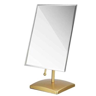 Imagem de LXB Espelho pequeno de maquiagem, espelho de mesa espelho dobrável portátil espelho de princesa montado na parede espelho de quarto espelho grande de alta definição rotação de vários ângulos, dourado