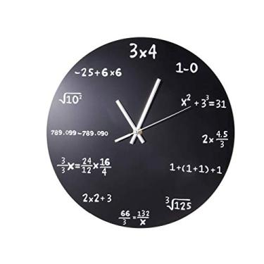 Imagem de TLTDSMY Relógio de parede escolar de madeira com algarismos criativos de estilo moderno, preto, 30,5 cm, grandes relógios de parede silenciosos para sala de aula, biblioteca