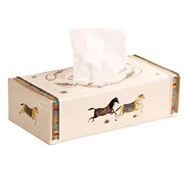 Imagem de Suporte de papel para caixa de lenços de papel facial de cerâmica, bandeja organizadora de guardanapos retangular de cavalo de guerra, acessórios de mesa de escritório grandes, porta-lenços faciais