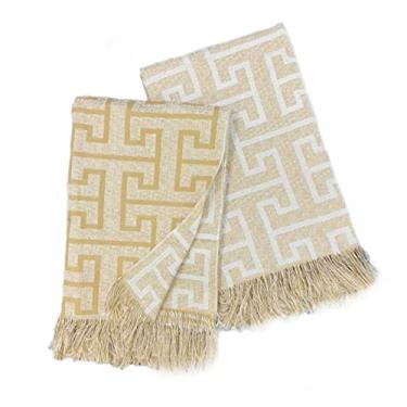 Imagem de Xale Manta Para Sofá E Poltrona Luxo 3 Lugares Estampada Creta Bege