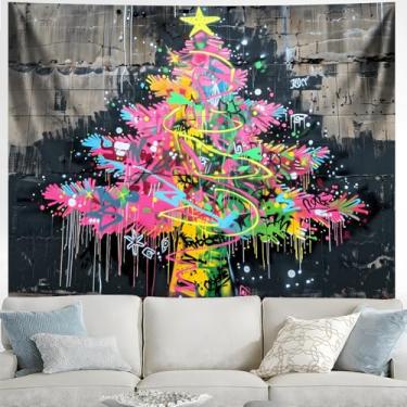 Imagem de Tapeçaria de Feliz Natal, decoração de parede, decoração de Natal, tapeçaria para quarto, sala de estar, decoração de festa, banners, fundo de placa de quintal (árvore de Natal - 2, 79 C x 59 W", sem